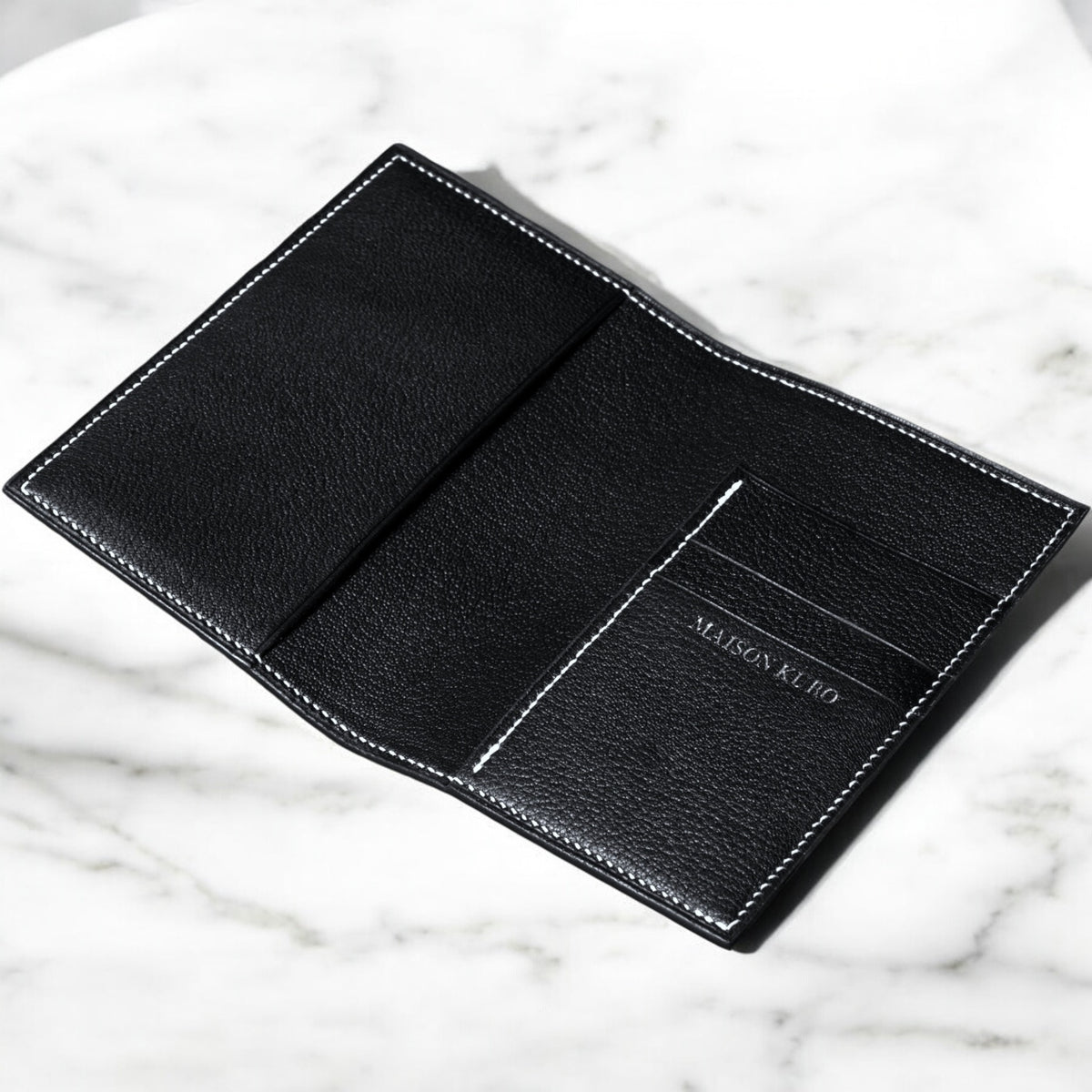 Fūjin Passport Wallet — Ring Lizard & Chevre, view 2 — Maison Kuro