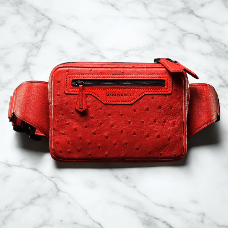 Kizuna Sling Bag — Red Ostrich — Maison Kuro